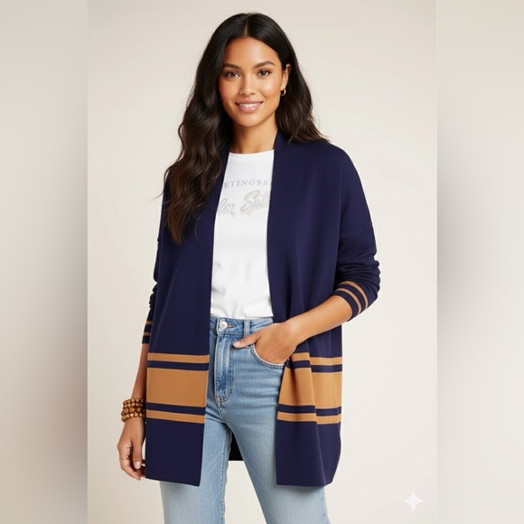 Anthropologie NVLT  Pippa Cardigan Women’s Size M Oversized Knit Navy Blue - Picture 1 of 12